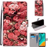 Voor Huawei Y8s Gekleurde Tekening Cross Textuur Horizontale Flip PU Lederen Case met Houder & Kaartsleuven & Portemonnee & Lanyard (Roze Rozentuin)