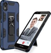 Voor Motorola Moto E6 Soldier Armor Shockproof TPU + PC Magnetische beschermhoes met houder (blauw)