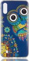 Blue Owl Pattern Noctilucent TPU Soft Case voor Galaxy M10