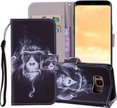Chimpansee Patroon Gekleurde Tekening Horizontale Leren Flip Case voor Galaxy S8 Plus, met Houder & Kaartsleuven & Portemonnee & Lanyard