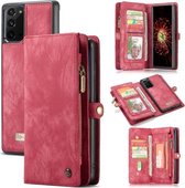 Voor Samsung Galaxy Note20 CaseMe-008 afneembare multifunctionele horizontale flip lederen tas met kaartsleuf & houder & rits portemonnee & fotolijst (rood)