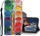 Gekleurde tekening patroon horizontaal Flip PU lederen tas met houder & kaartsleuven & portemonnee & lanyard voor iPhone XR (oogschaduw)