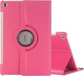 Voor Huawei MediaPad M5 10.8 inch Litchi Texture PU Leather Case met Gedraaide Houder & Slaap / Wekfunctie (Magenta)
