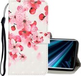 Voor Sony Xperia 20 3D Gekleurde Tekening Horizontale Flip PU Lederen Case met Houder & Kaartsleuven & Portemonnee (Rode Bloem)