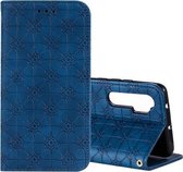 Voor Xiaomi Mi Note 10 Lite Lucky Flowers Embossing Pattern Magnetische horizontale flip lederen tas met houder & kaartsleuven (donkerblauw)