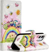 Voor iPhone 12/12 Pro 3D Geschilderd Patroon Horizontale Leren Flip Case met Houder & Kaartsleuven & Fotolijst & Portemonnee (Rainbow Cat Family)