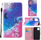 Voor iPhone 12 mini Cross Texture Painting Pattern Horizontale Flip Leren Case met Houder & Kaartsleuven & Portemonnee & Lanyard (Love Universe)