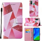 Voor Huawei P smart 2020 Cross Texture Painting Pattern Horizontale Flip Leren Case met Houder & Kaartsleuven & Portemonnee & Lanyard (Roze Diamant)