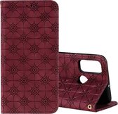 Voor Huawei P Smart (2020) Lucky Flowers Embossing Pattern Magnetische Horizontale Flip Leren Case met Houder & Kaartsleuven (Wijnrood)