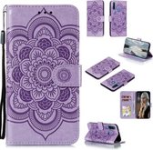 Voor Huawei Y6P Mandala Embossing Patroon Horizontale Flip Leren Case met Houder & Kaartsleuven & Portemonnee & Fotolijst & Lanyard (Paars)