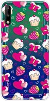 Voor Huawei Enjoy 10 schokbestendig geverfd transparant TPU beschermhoes (aardbeientaart)