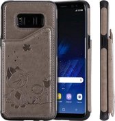 Voor Galaxy S8 Cat Bee Embossing Pattern Schokbestendige beschermhoes met kaartsleuven en fotolijst (grijs)