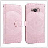 Voor Galaxy S8 Plus Pressed Printing Pattern Horizontale Flip PU lederen tas met houder & kaartsleuven & portemonnee & & lanyard (roze)