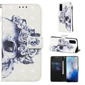 Voor Galaxy S20 3D schilderij horizontale flip lederen tas met houder & kaartsleuf & portemonnee & lanyard (schedel)