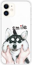 Voor iPhone 11 Gekleurd tekeningpatroon Zeer transparant TPU-beschermhoes (Pinch Dog)