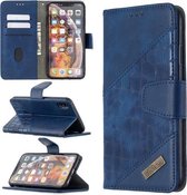 Voor iPhone XS Max bijpassende kleur Krokodiltextuur Horizontale flip PU lederen tas met portemonnee & houder & kaartsleuven (blauw)