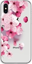 Voor iPhone X / XS gekleurd tekeningpatroon zeer transparant TPU beschermhoes (kersenbloesems)