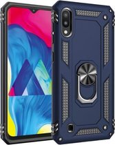 Armor Shockproof TPU + PC beschermhoes voor Galaxy M10, met 360 graden rotatiehouder (blauw)