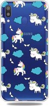 Mode Zachte TPU Case 3D Cartoon Transparante Zachte Siliconen Cover Telefoon Gevallen Voor Galaxy A40 (Cloud Horse)