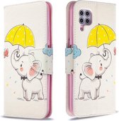 Voor Huawei P40 Lite Gekleurde Tekening Horizontale Flip Leren Case met Houder & Kaartsleuven & Portemonnee (Olifant onder de Paraplu)