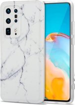 Voor Huawei P40 Pro + TPU glanzend marmerpatroon IMD beschermhoes (wit)
