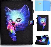 Voor iPad Pro 11 inch Gekleurde Tekening Stiksels Horizontale Flip Leren Case, met Houder & Kaartsleuven & Slaap / Wekfunctie (Super Cat)