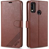 Voor Huawei Honor 9X Lite AZNS Schapenvacht Textuur Horizontale Flip Leren Case met Houder & Kaartsleuven & Portemonnee (Bruin)