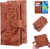 Voor Huawei P30 Tiger Embossing Pattern Horizontale Flip Leather Case met houder & kaartsleuven & portemonnee (bruin)