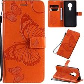 Voor Nokia 7.2 Pressed Printing Butterfly Pattern Horizontale Flip PU lederen tas met houder & kaartsleuven & portemonnee & lanyard (oranje)