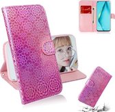 Voor Huawei P40 lite Effen Kleur Kleurrijke Magnetische Gesp Horizontale Flip PU Lederen Case met Houder & Kaartsleuven & Portemonnee & Lanyard (Roze)