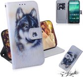 Voor Nokia 1.3 Gekleurde Tekening Horizontale Flip Leren Case met Houder & Kaartsleuf & Portemonnee (Witte Wolf)