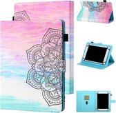 Voor 10 inch Tablet Universele Gekleurde Tekening Stiksels Horizontale Flip Leren Case met Houder & Kaartsleuf (Kleurrijke Mandala)