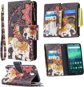 Voor Nokia 1.3 Gekleurde Tekening Patroon Rits Horizontale Flip Leren Case met Houder & Kaartsleuven & Portemonnee (Bloem Olifanten)