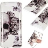 Coloured Drawing Transparant Clear TPU Case voor Galaxy A80 / A90 (Skull)