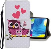 Voor Samsung Galaxy A40 Gekleurde Tekening Patroon Horizontale Flip Leren Case met Houder & Kaartsleuven & Portemonnee (Uil)