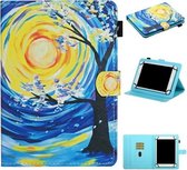 Voor 7 inch Universele Tablet PC Gekleurde Tekening Patroon Horizontale Flip Lederen Case met Houder & Kaartsleuven (Sterrenhemel Boom)