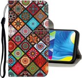 Voor Samsung Galaxy A31 Gekleurde Tekening Patroon Horizontale Flip Leren Case met Houder & Kaartsleuven & Portemonnee (Ruit)