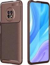 Voor Huawei Enjoy 20 Pro koolstofvezel textuur schokbestendig TPU-hoesje (bruin)