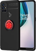 Voor OnePlus N10 metalen ringhouder 360 graden roterende TPU-hoes (zwart + rood)