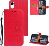 Voor iPhone XR Chai Dog Pattern Horizontale flip lederen hoes met beugel & kaartsleuf & portemonnee & lanyard (rose rood)