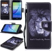 Voor Huawei P10 Lite Gekleurd Tekening Patroon Horizontaal Flip TPU + PU Lederen Case met Houder & Kaartsleuven & Portemonnee & Lanyard (Leeuw)