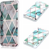 Voor Huawei Y7 (2019) Plating Marble Pattern Soft TPU beschermhoes (groen wit)