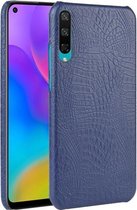 Voor Huawei Enjoy 10 Shockproof Crocodile Texture PC + PU Case (Blauw)