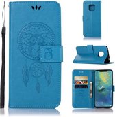 Windgong Uil Embossing Patroon Horizontale Flip lederen tas met houder & kaartsleuven & portemonnee voor Huawei Mate 20 Pro (blauw)