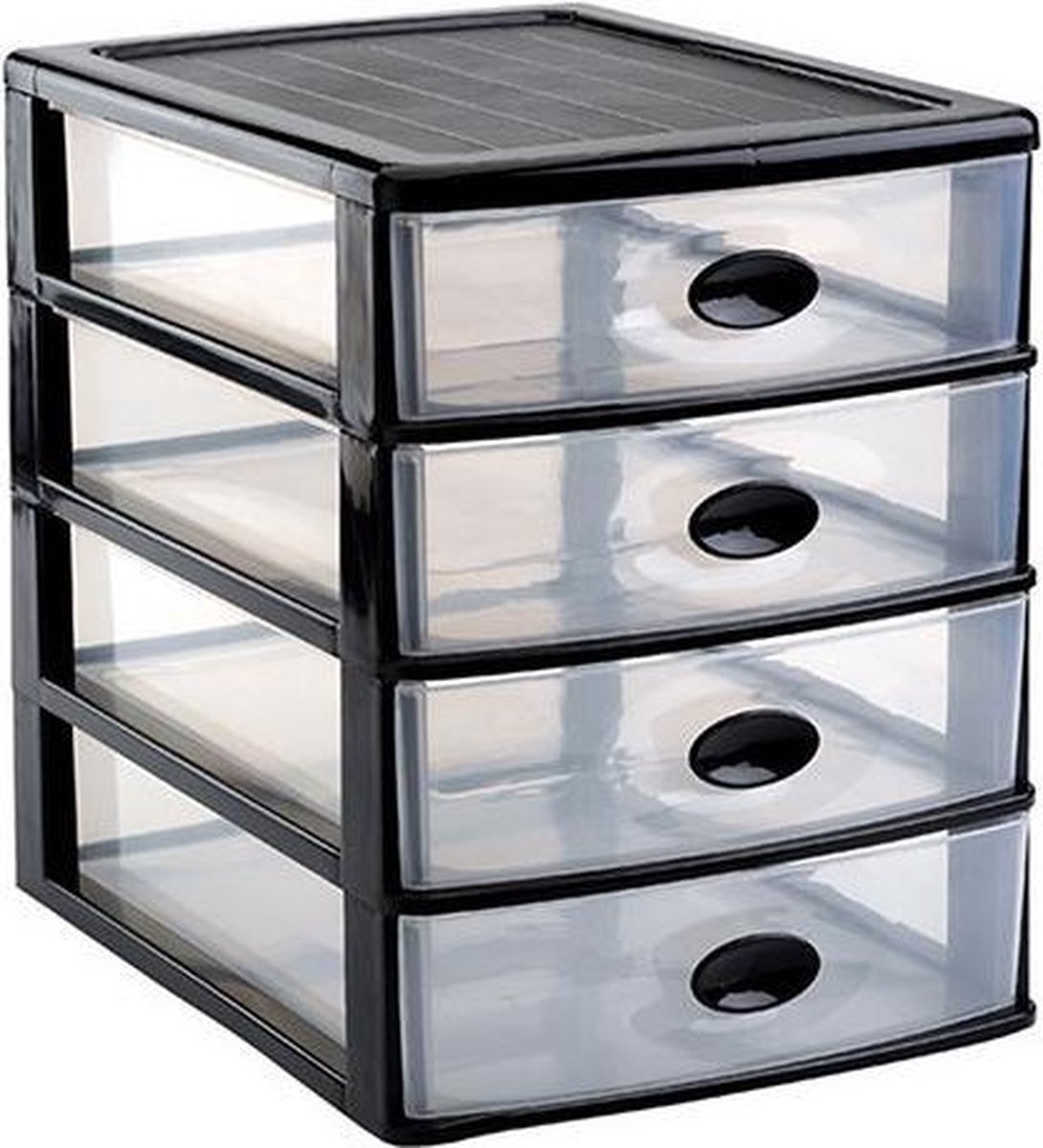 Caisson/organisateur de bureau 4 tiroirs rose/transparent - L35,5