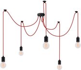 Filamentstyle Tourner hanglamp - 5 lampen - rood