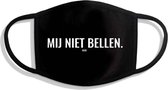KEER - Zwart niet-medisch wasbaar mondkapje/mondmasker met de tekst "MIJ NIET BELLEN"