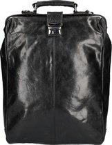 Leather Design Leren Rugzak / Schoudertas Groot 15.6'' Zwart