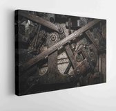 A background of a detailed view of gears from a machine.  - Modern Art Canvas - Horizontal - 624644915 - 50*40 Horizontal