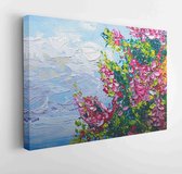 Texture oil painting, flowers, art, painted color image, paint, wallpaper and backgrounds, canvas, artist, impressionism, painting floral pattern - Modern Art Canvas - Horizontal -